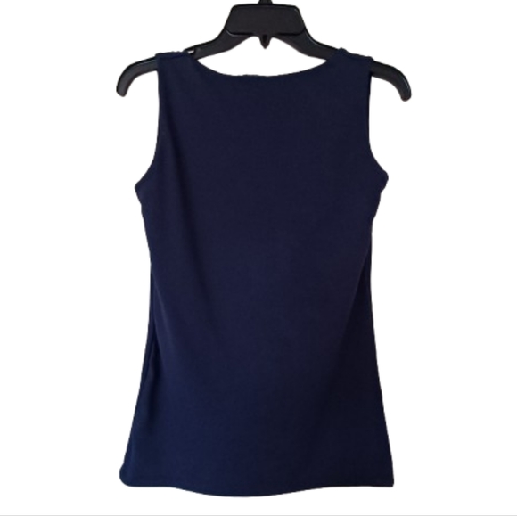 W&B Zara Collection Navy Blue Sleeveless Women's Squared Scoop Neck Tank Top - Picture 3 of 8